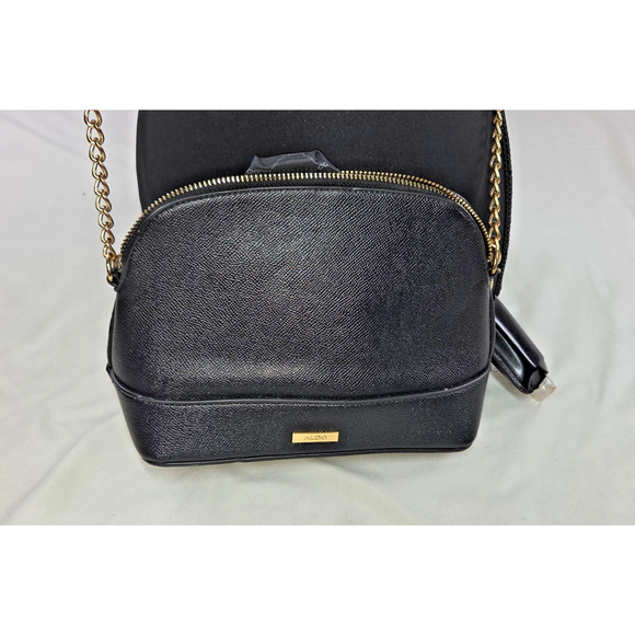 ALDO Black Dome Crossbody Purse Gold Chain Strap Lock & Key Charm - Picture 4 of 7